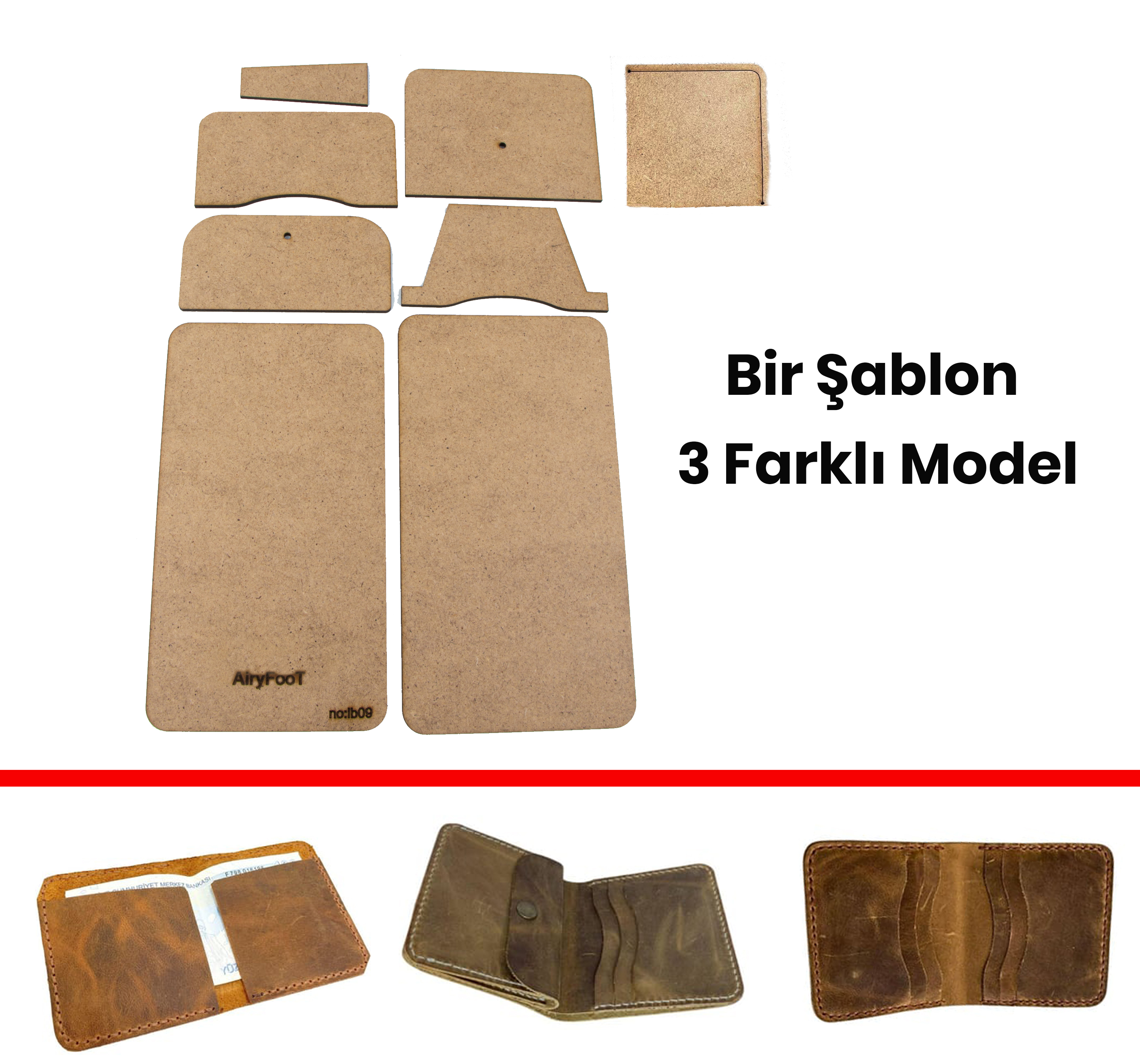 1 Kalıp 3 Farklı Cüzdan Yapım Kalıbı, 8 Parça Kalıp, ib09