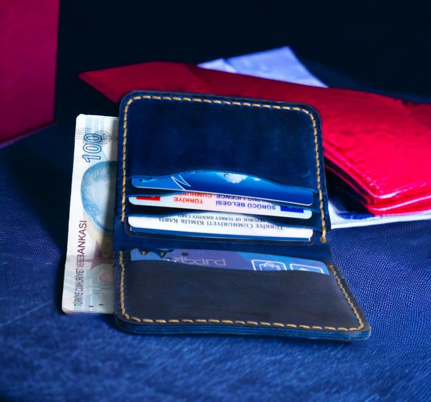 Kendin Yap Hazır Kesim Parça Deri Bifold 6 Kartlıklı Cüzdan Yapımı Için Crazy Deri Hobi