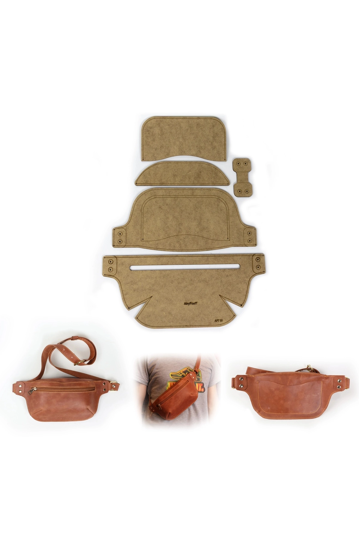 Çapraz Fermuarlı Çanta Kalıbı , 5 Parça Mdf Kalıp