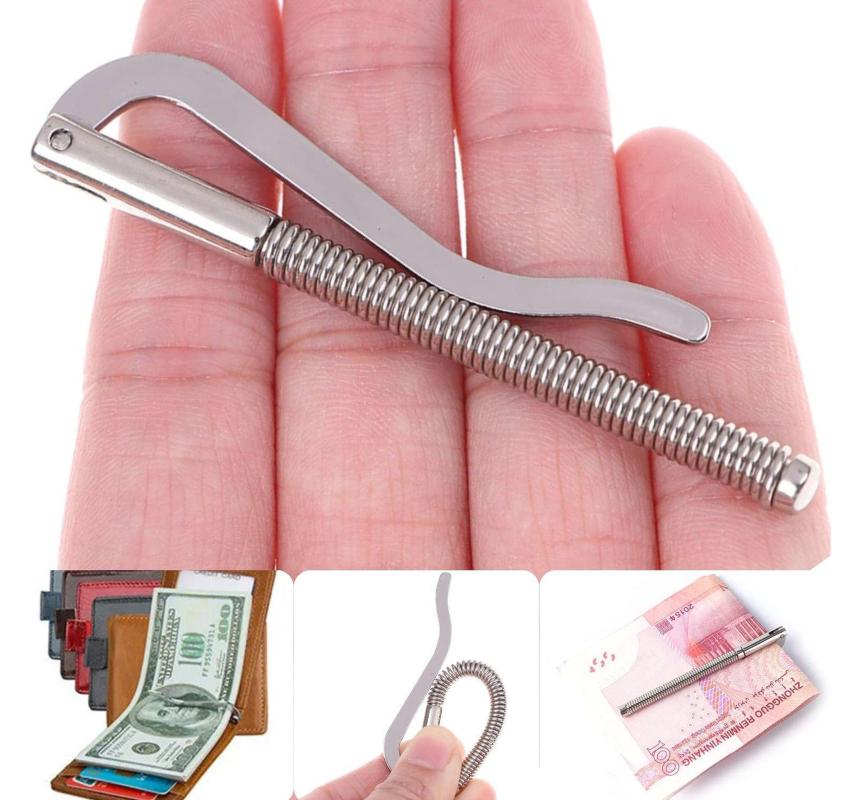 Metal Para Tokası, Nikel Renk Yaylı, Cüzdan İçi Para Klipsi