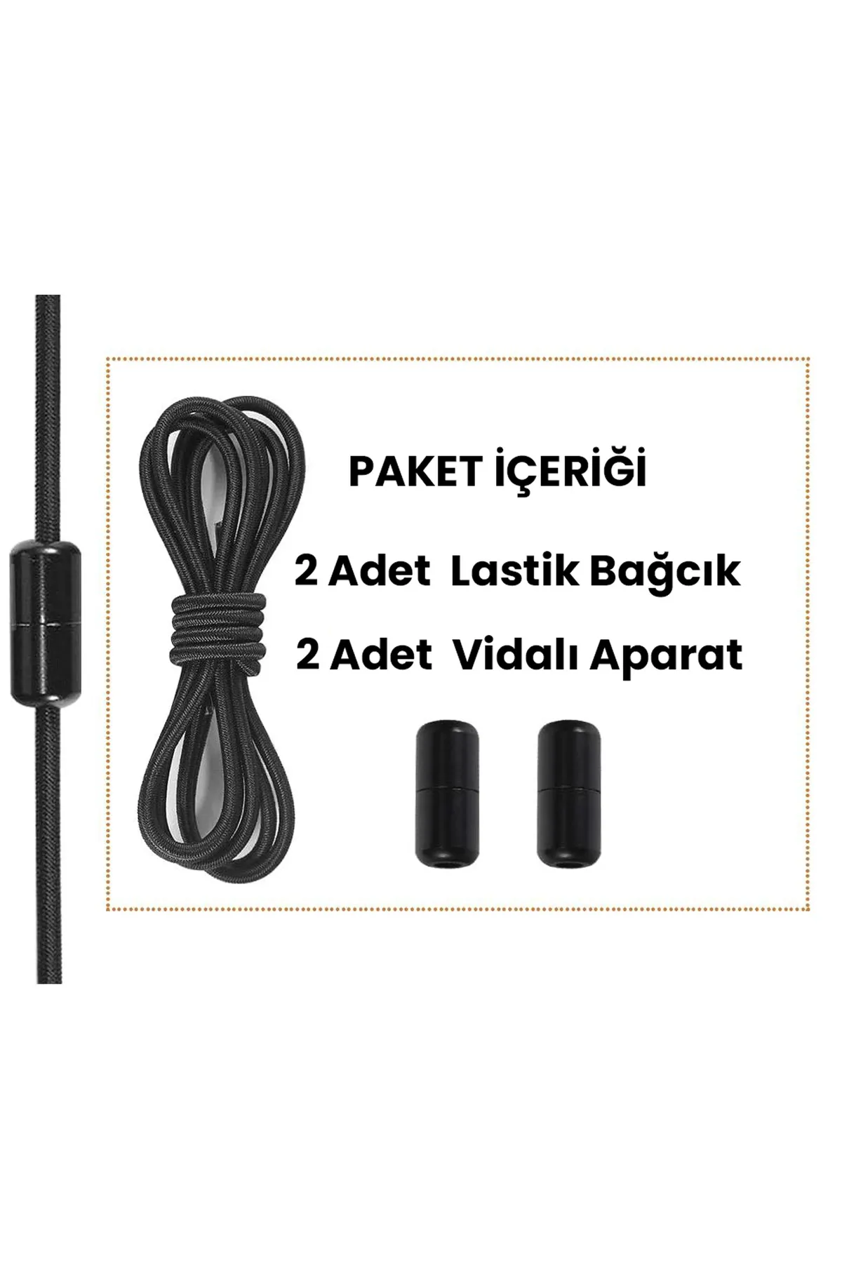 Elastik Vidalı Bağcık Spor Ayakkabı Bağcığı Pratik Bağcık ( 100 cm ) 1 Çift