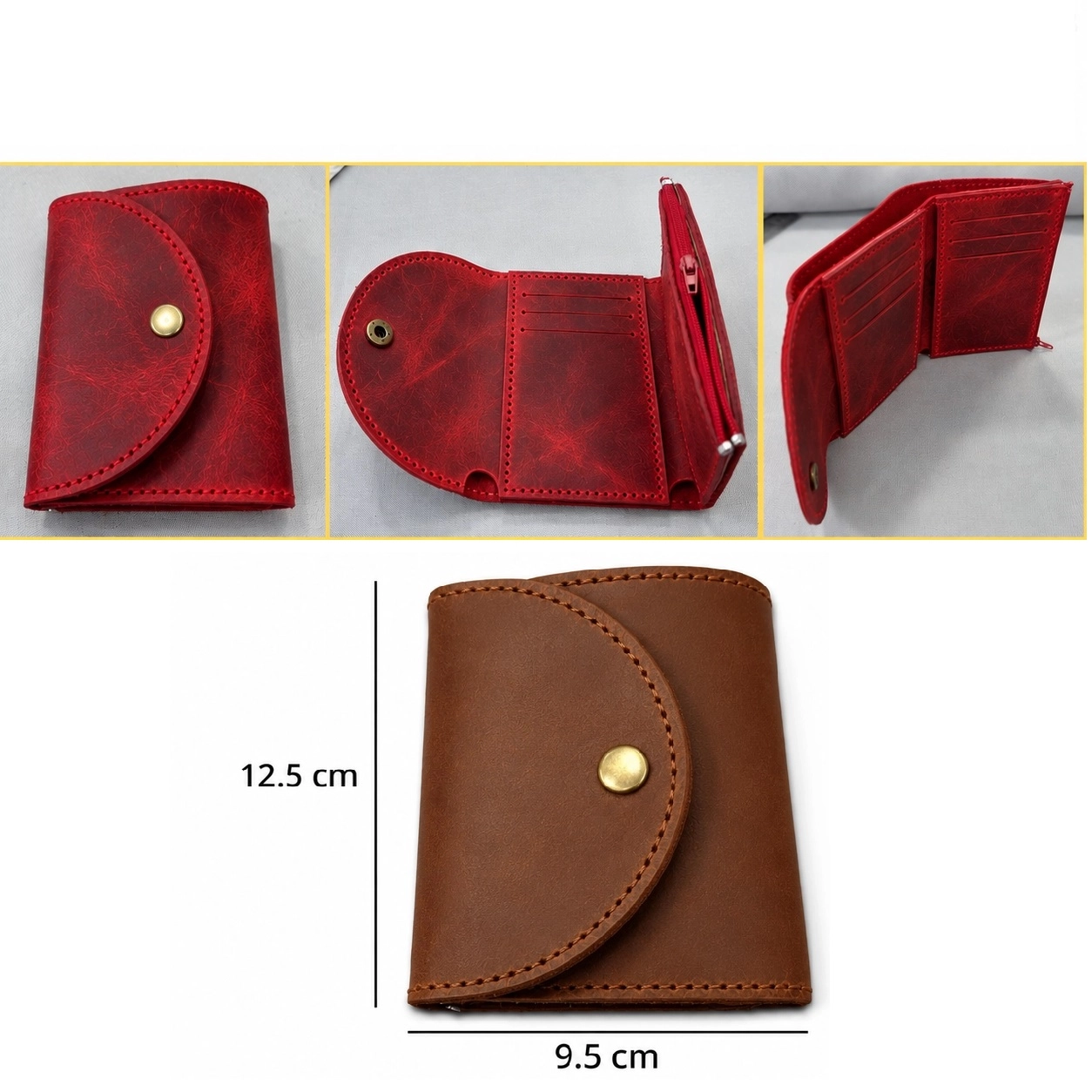 Fermuarlı, Kapaklı Kartlıklı Kadın Cüzdanı Hazır Kesim