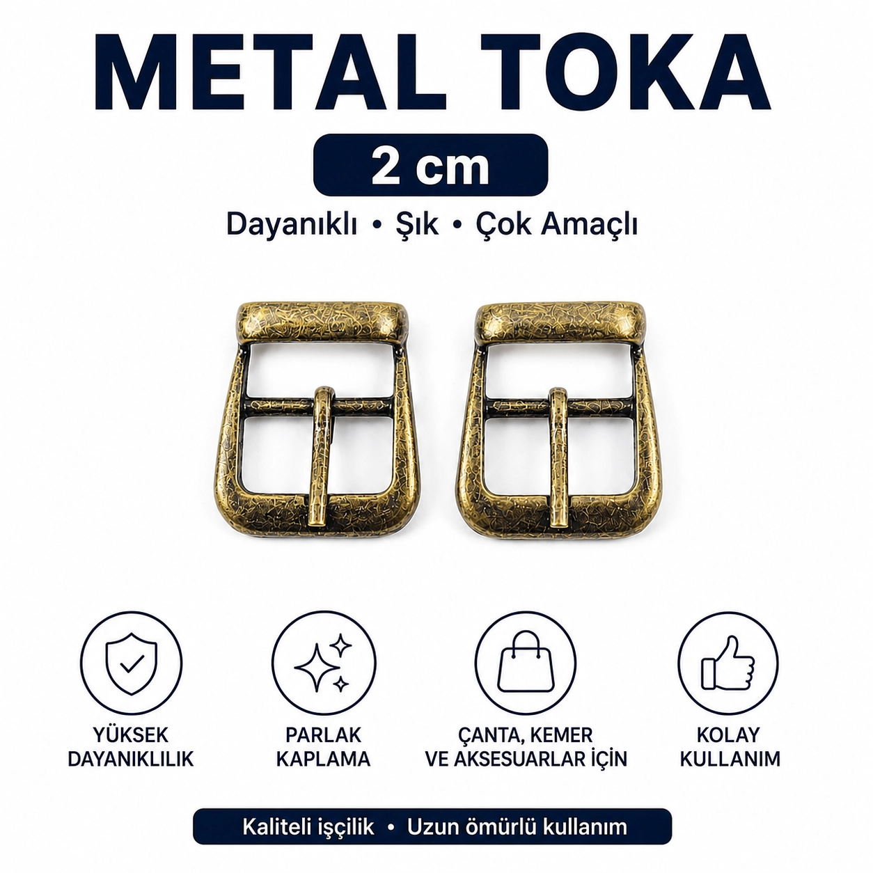 2 Cm Metal Dilli İtalyan Toka Çanta Aksesuarı 2 Adet
