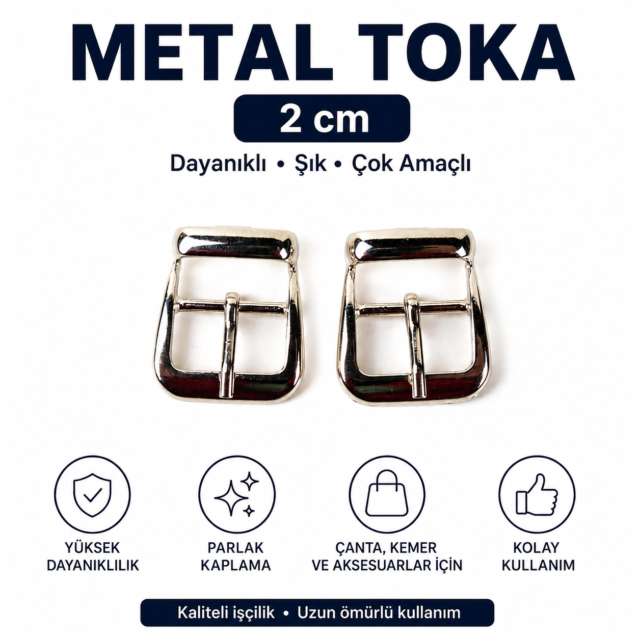 2 Cm Metal Dilli İtalyan Toka Çanta Aksesuarı 2 det