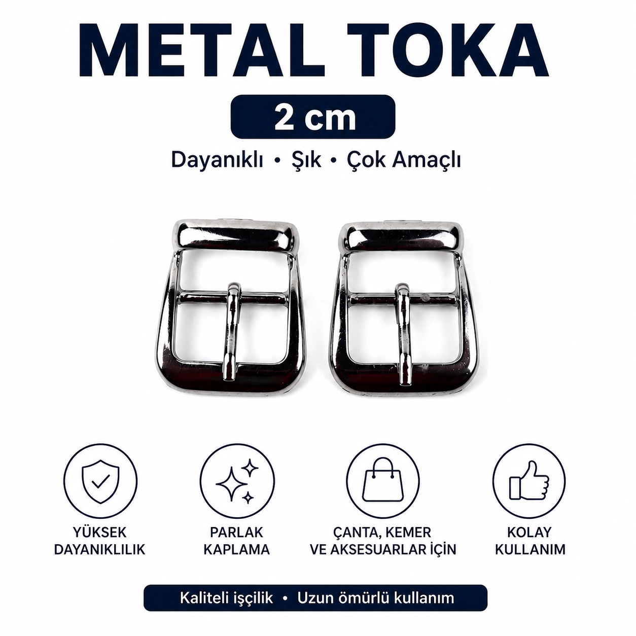 2 Cm Metal Dilli İtalyan Toka Çanta Aksesuarı 2 Adet