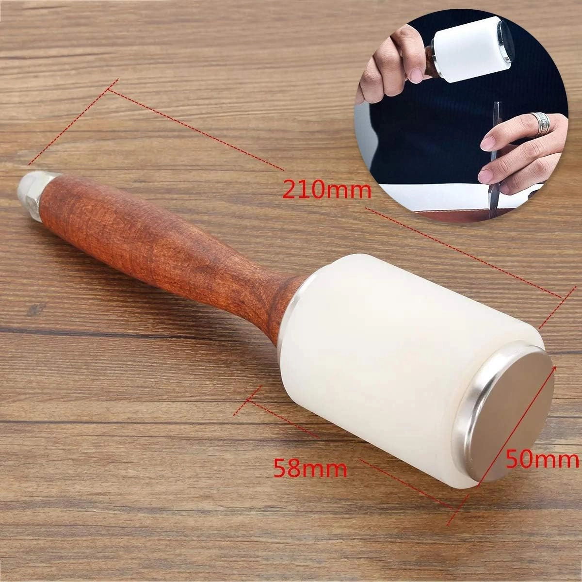 Ahşap Saplı Plastik Yuvarlak Tokmak Deri El Aleti