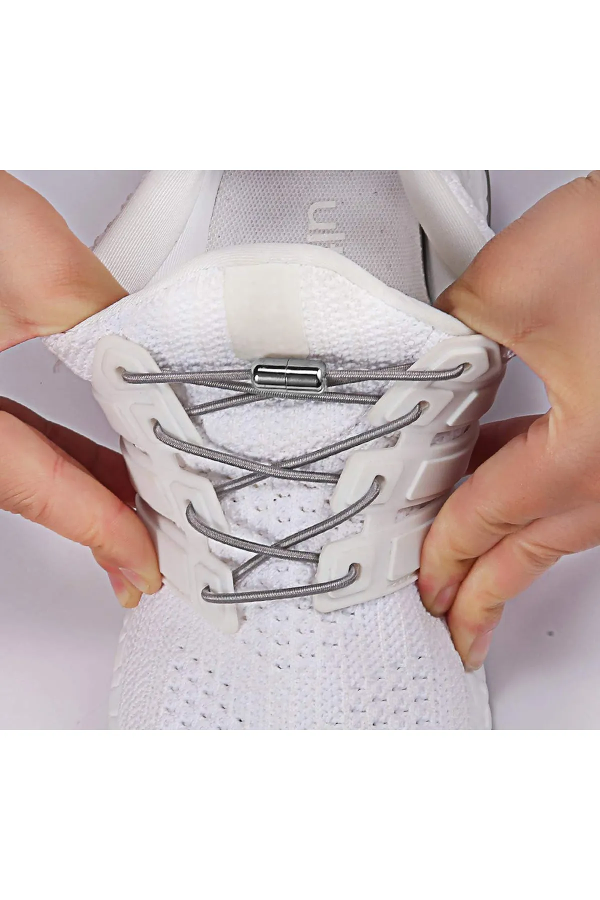Elastik Vidalı Bağcık Spor Ayakkabı Bağcığı Pratik Bağcık ( 100 cm ) 1 Çift