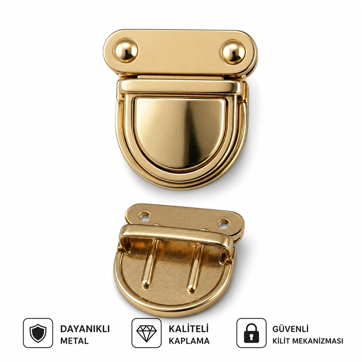 Metal Çanta Kilidi  3 cm 1 Adet Sarı