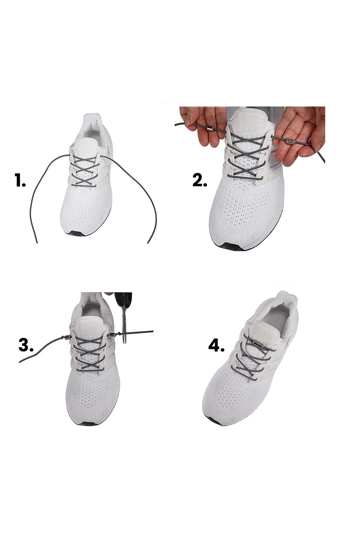 Elastik Vidalı Bağcık Spor Ayakkabı Bağcığı Pratik Bağcık ( 100 cm ) 1 Çift