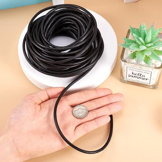 Deri Sırım İp Yuvarlak Bileklik Deri Sırım  1 Mt. ( Siyah )