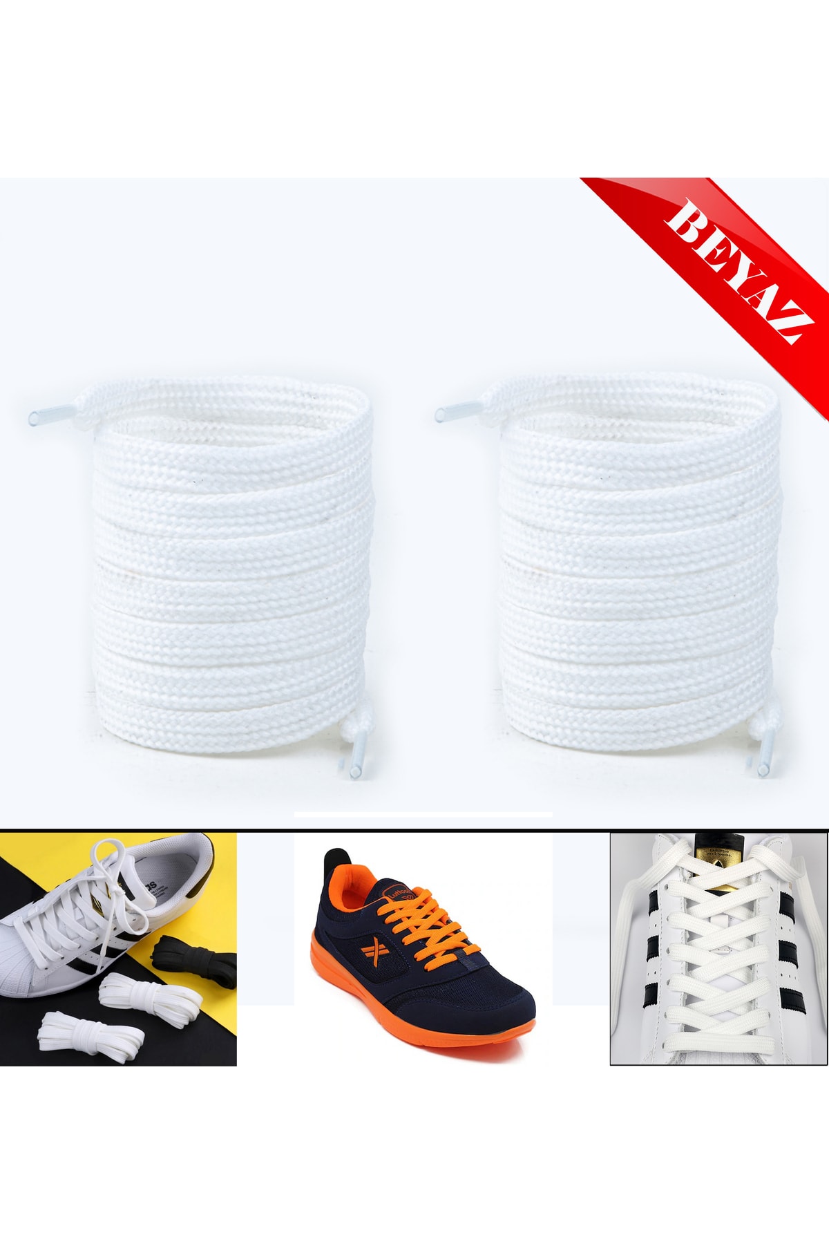 Ayakkabı Bağcığı 120 Cm Yassı Converse Beyaz 1 Çift