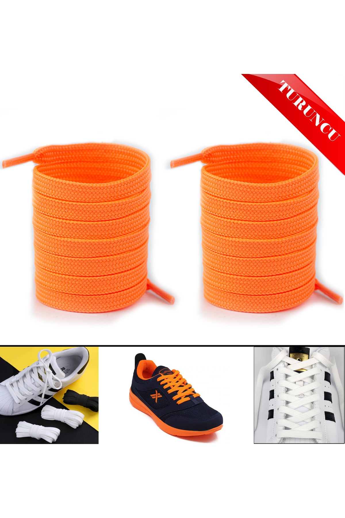 Ayakkabı Bağcığı 120 cm Yassı Converse Turuncu 1 Çift