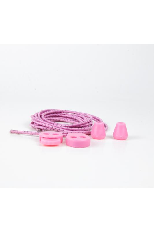 Akıllı Bağcık, Pratik Lastikli Ayakkabı Bağcığı 100 Cm ( Pembe Çizgili )