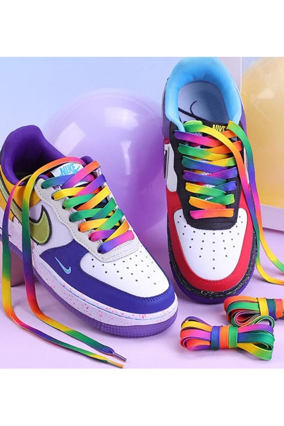 Gökkuşağı Renkli Spor Ayakkabı Bağcığı, Spor, Converse Ayakkabı Bağcığı 120 Cm