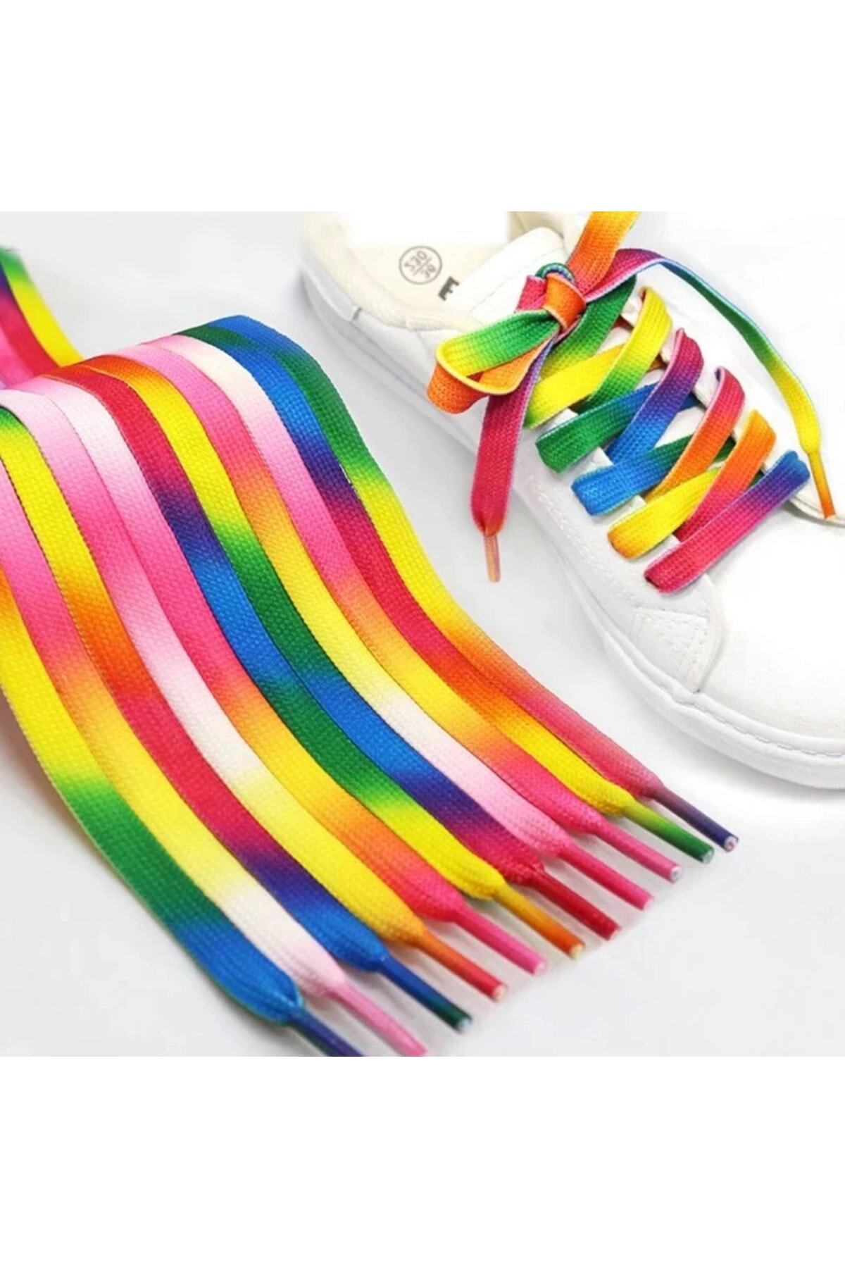 Gökkuşağı Renkli Spor Ayakkabı Bağcığı, Spor, Converse Ayakkabı Bağcığı 120 Cm
