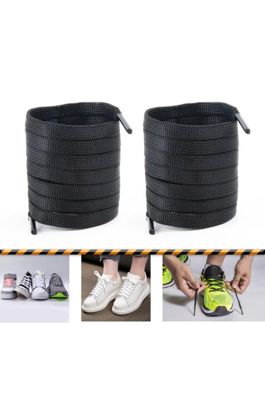 Ütülü Spor Ayakkabı Bağcığı Nike , Snekears , Adidas, Converse Ayakkabı Bağcığı 120 Cm ( Siyah )