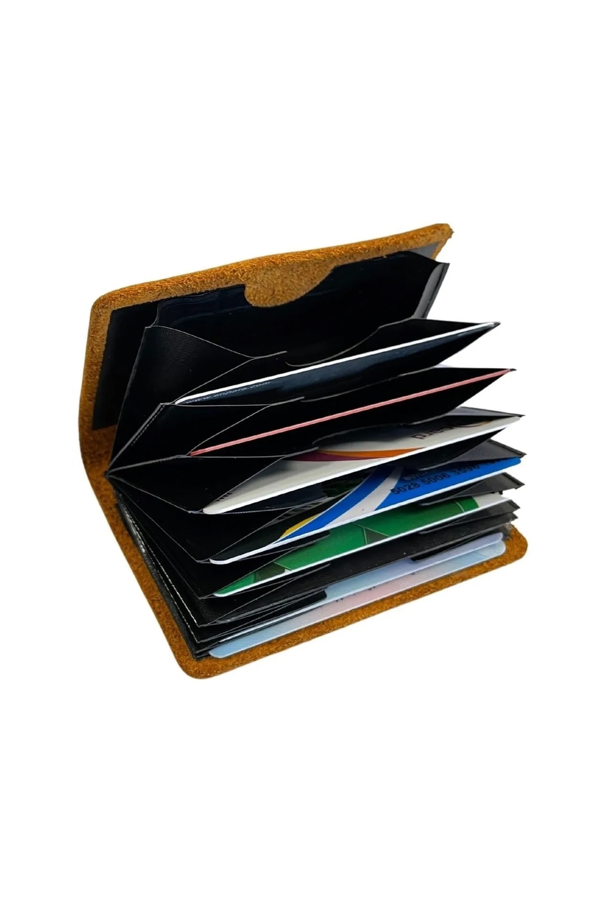 Akordiyon Kartlık Siyah, Deri Hobi Kartlık Cüzdan Yapımına Uygun 10 Kartlıklı Aparat, 1 Adet