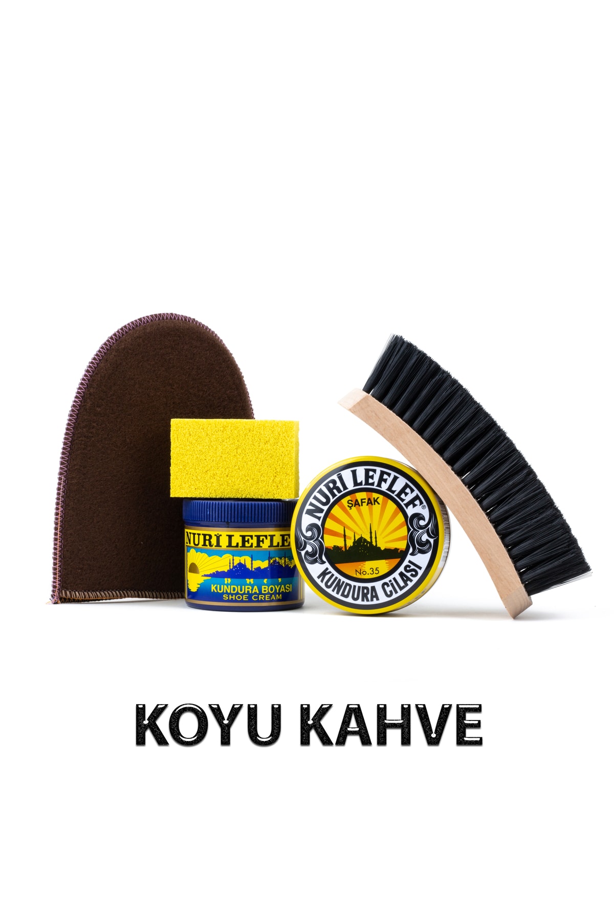 Ayakkabı Bakım Seti 5 Parça (boya+ Cila+fırça+sünger+kadife) Koyu Kahve