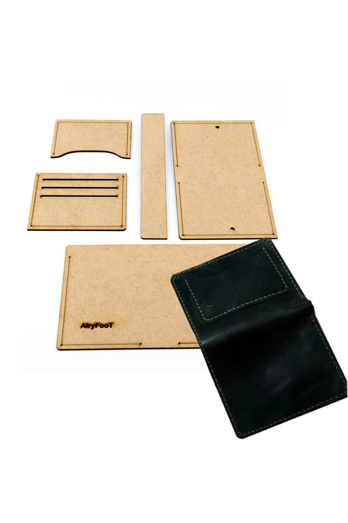 Deri Hobi Dikey Cüzdan Kartlık Kalıbı 5 Parça Kalıp