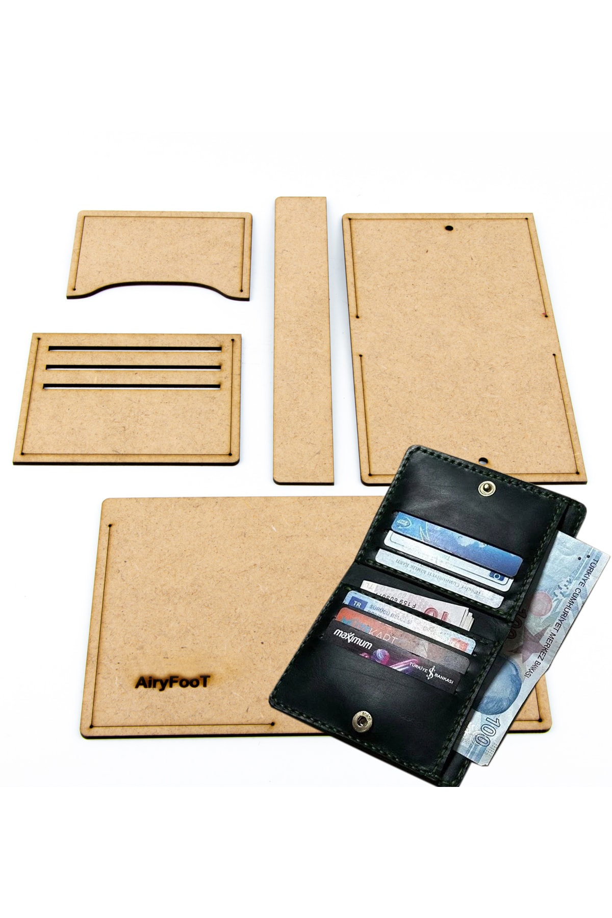 Deri Hobi Dikey Cüzdan Kartlık Kalıbı 5 Parça Kalıp