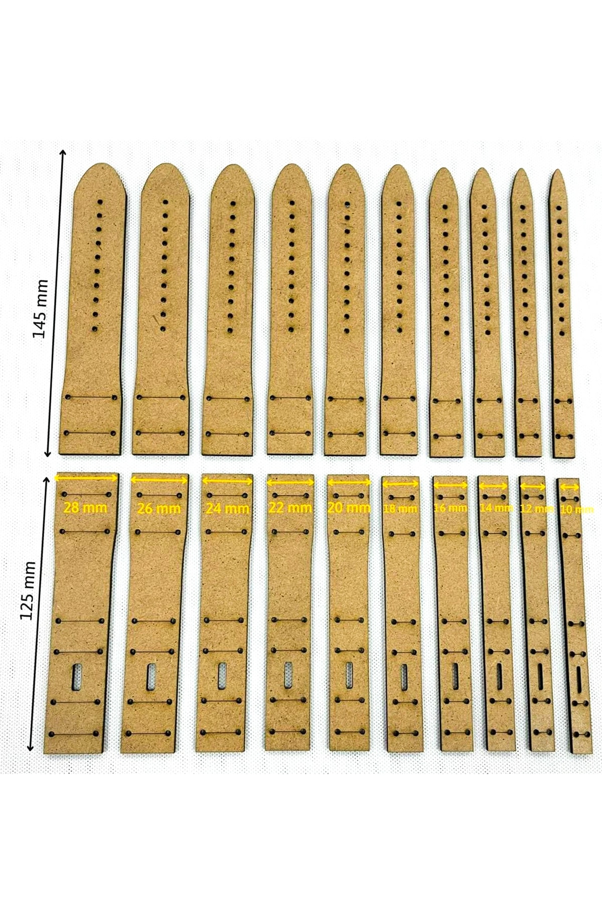 Deri Hobi Saat Kordon Şablonu, 20 Parça Mdf Kalıp
