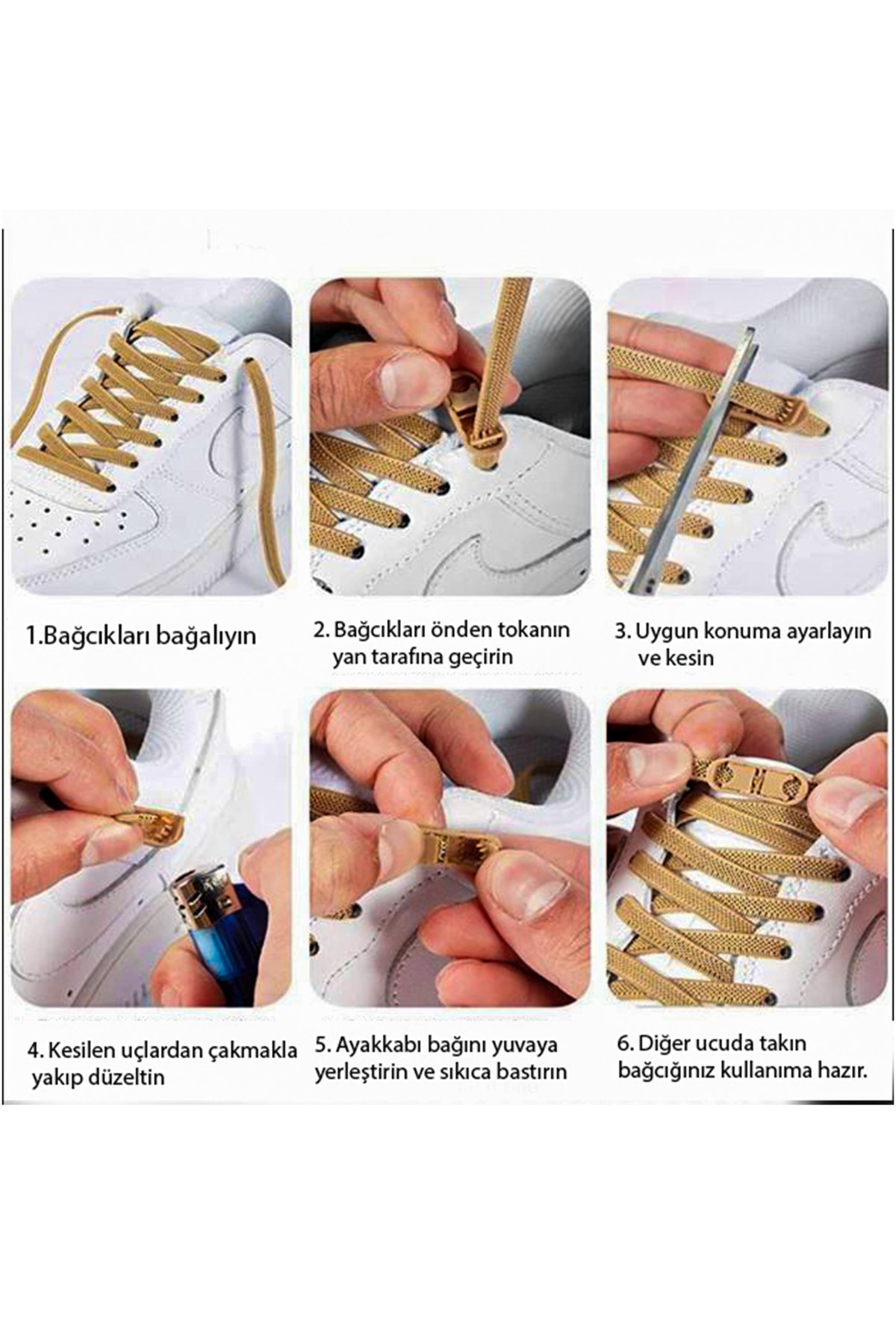 Takbırak Lastikli Ayakkabı Bağcığı, Akıllı Bağcık, Yeni Nesil Bağcık, Gri