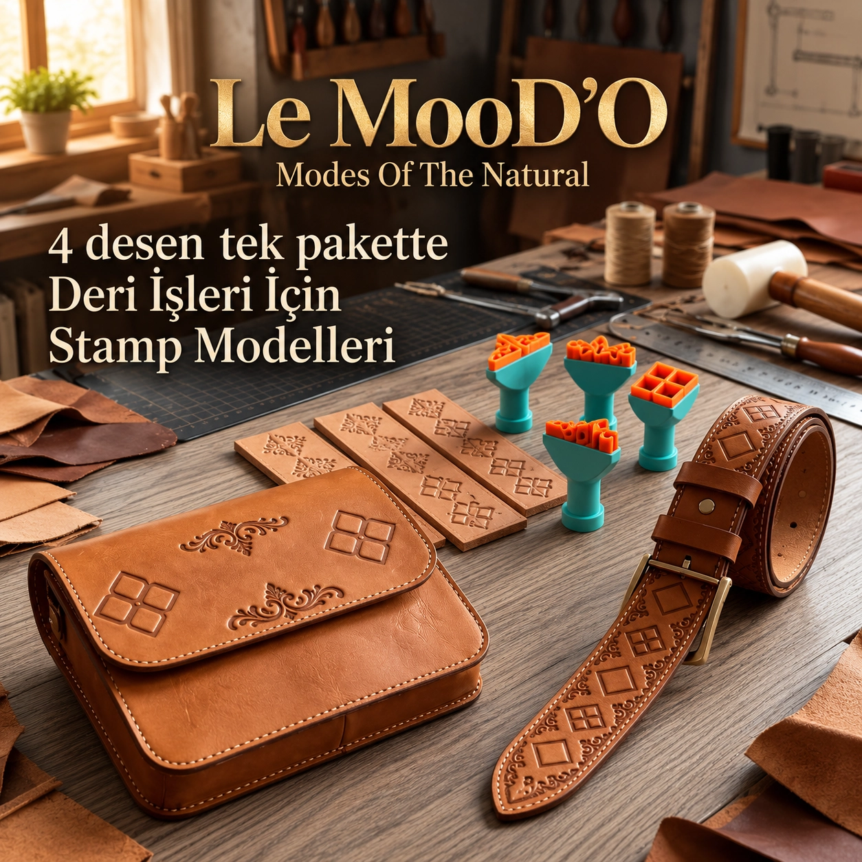 Le MooD’O – 4’lü Doğal Deri Desen Damgası (Stamp) Seti