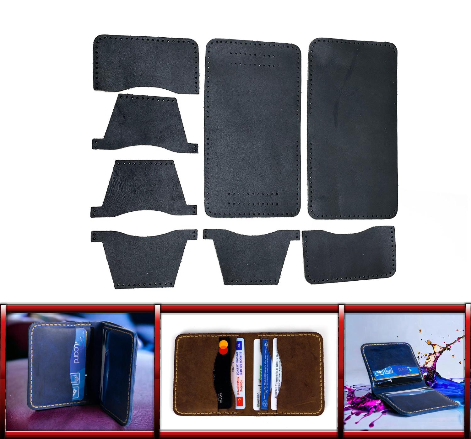 Kendin Yap Hazır Kesim Parça Deri Bifold 6 Kartlıklı Cüzdan Yapımı Için Crazy Deri Hobi