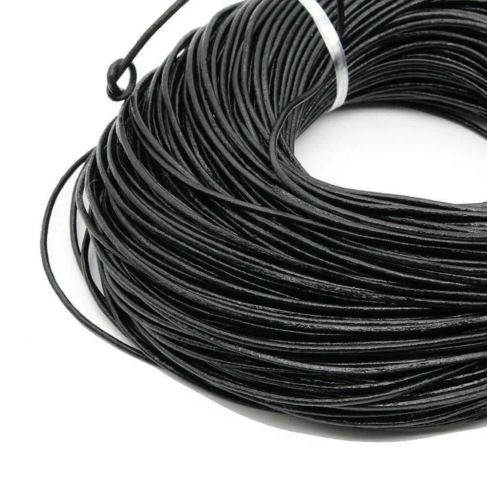 Deri Sırım İp Yuvarlak Bileklik Deri Sırım  1 Mt. ( Siyah )