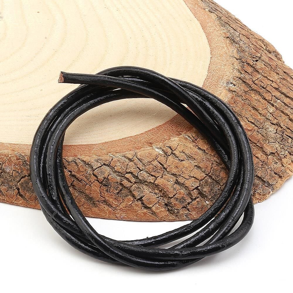 Deri Sırım İp Yuvarlak Bileklik Deri Sırım  1 Mt. ( Siyah )