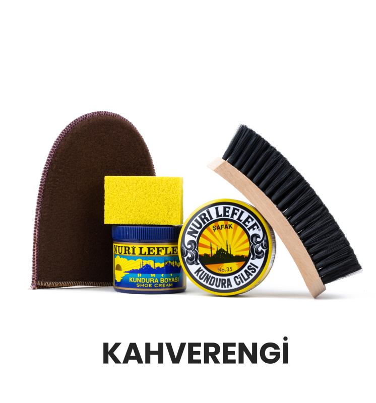 Ayakkabı Bakım Seti 5 Parça (boya+ Cila+fırça+sünger+kadife) Kahverengi