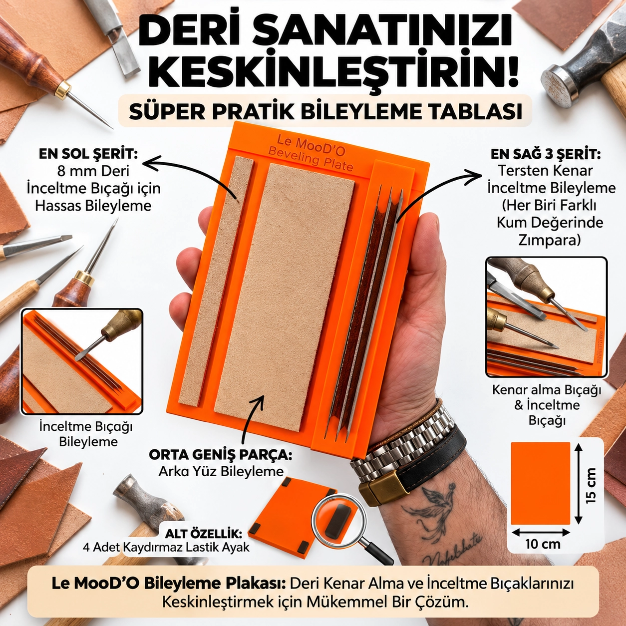 Le MooD’O Bileyleme Plakası, Kesim Aletleri Bileylemek Için Deri El Aleti