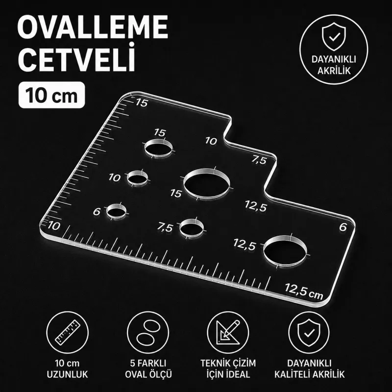 Hobi Deri Kenar Ovalleme Cetveli 10 Cm Deri El Aleti 1 Adet