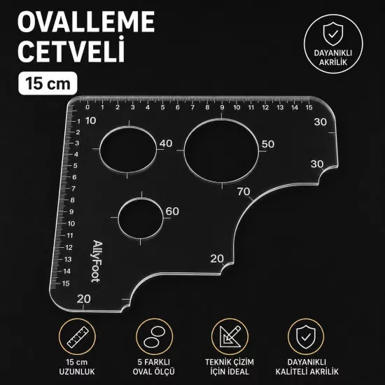 Hobi Deri Kenar Ovalleme Cetvel 15 Cm 