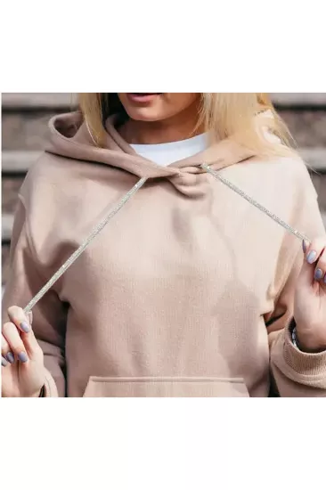  Parlak Kristal Taşlı Eşofman ve Sweatshirt Kapüşon İpi Taşlı İp 110cm
