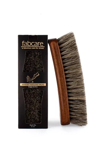 Doğal At Kılı Cilalı Ahşap Ayakkabı Fırçası 21 Cm
