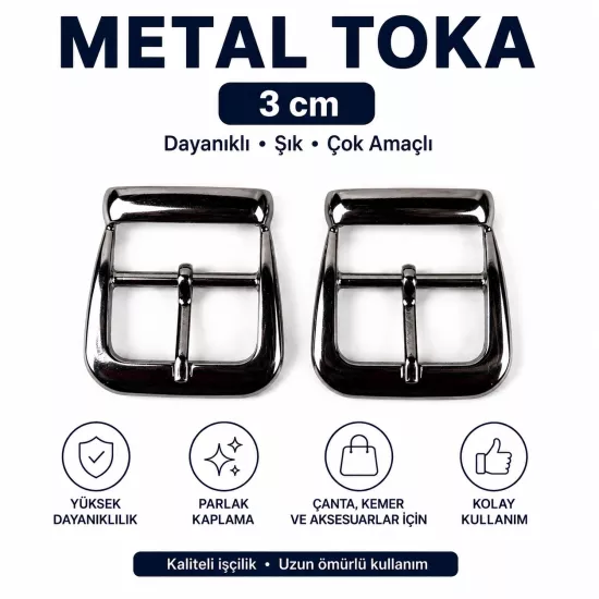 3 Cm Çanta Ayakkabı Tokası, Metal Dilli Toka
