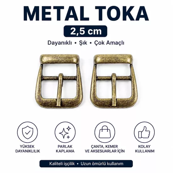 2,5 Cm Çanta Ayakkabı Tokası, Metal Dilli Toka