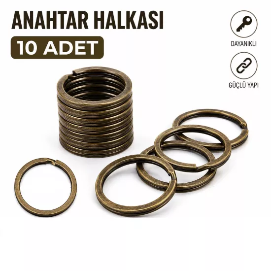 Antik 3 cm Yassı Model Anahtarlık Halkası 