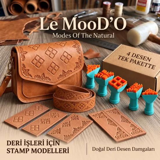Le MooD’O – 4’lü Doğal Deri Desen Damgası (Stamp) Seti