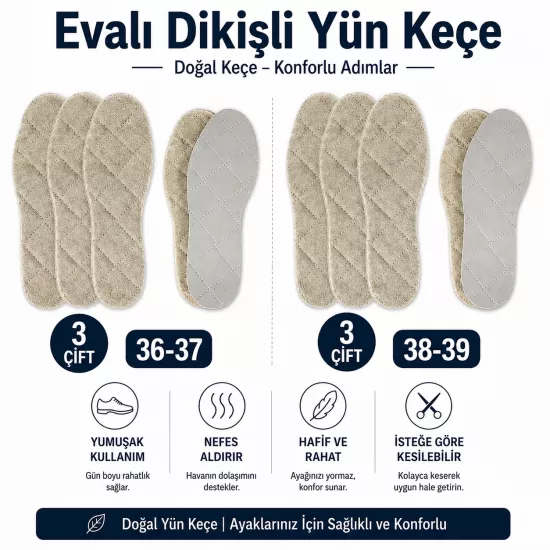 Yün Eva Tabanlı Dikişli Kışlık Ayakkabı ve Bot Tabanlığı