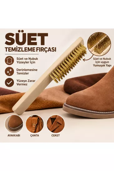 Süet Nubuk Temizleme Fırçası Süet & Nubuk Yüzeyler İçin Yumuşak Fırça 1 Adet