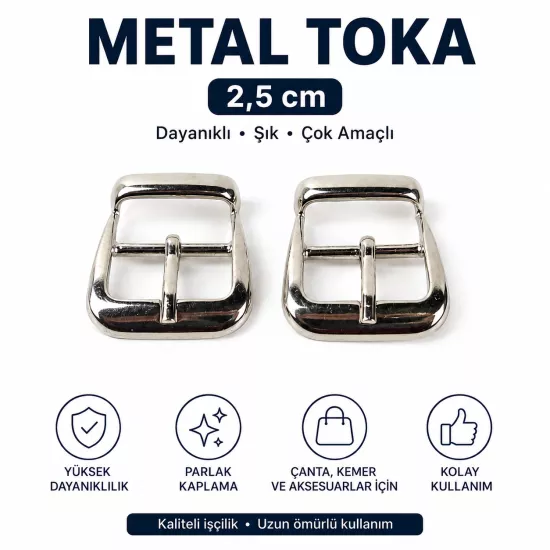 2,5 Cm Çanta Ayakkabı Tokası, Metal Dilli Toka