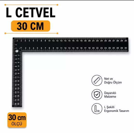 30 Cm L Cetvel Çelik Gönye