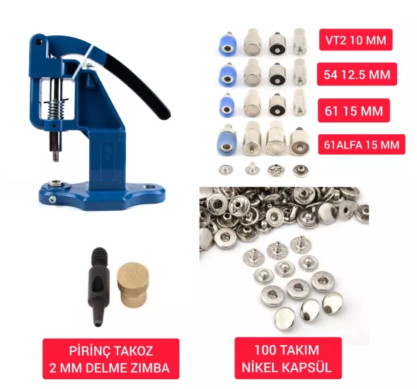 Tulumba Pres ve 4 Farklı Çıtçıt Kalıbı 