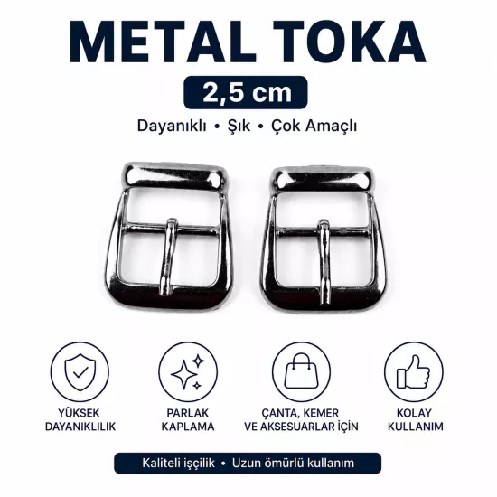 2,5 Cm Çanta Ayakkabı Tokası, Metal Dilli Toka, 1 Çift