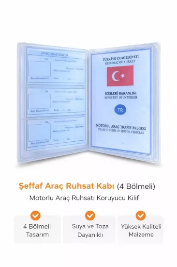 Ruhsat İçi Koruma Şeffaf Plastik Kartlık  1 Adet