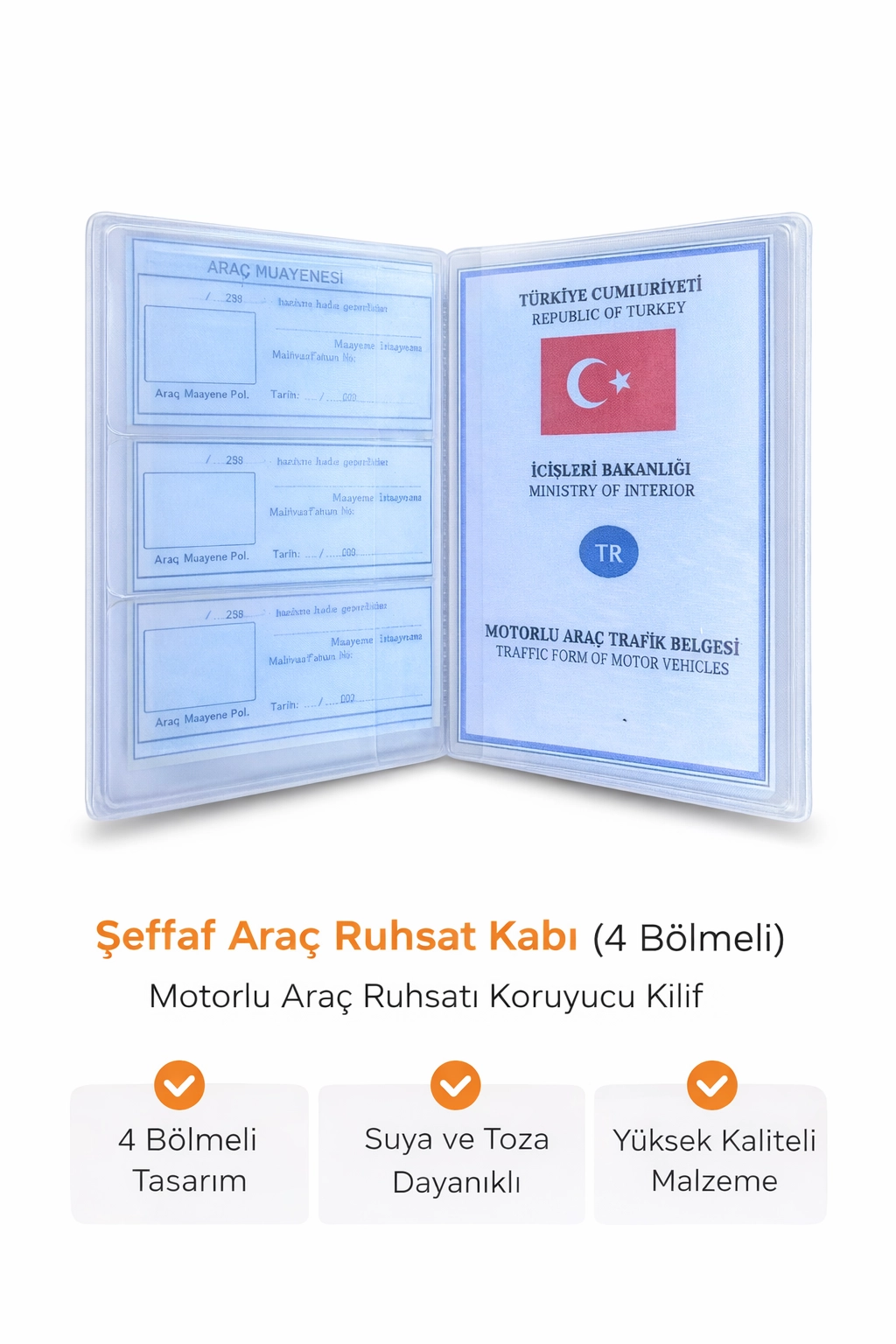 Araç Ruhsat İçi Koruma Şeffaf Plastik Kartlık  1 Adet