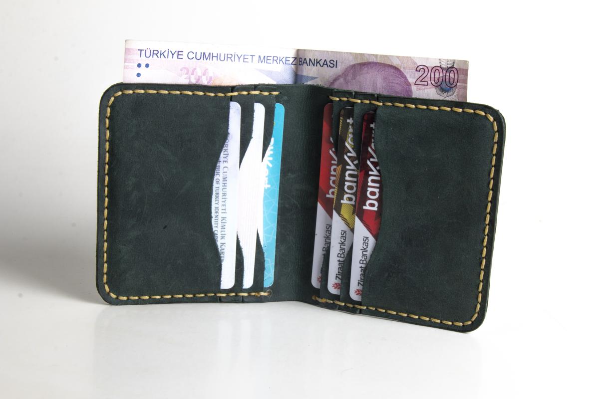 Kendin Yap Hazır Kesim Parça Deri Bifold 6 Kartlıklı Cüzdan Yapımı Için Crazy Deri Hobi